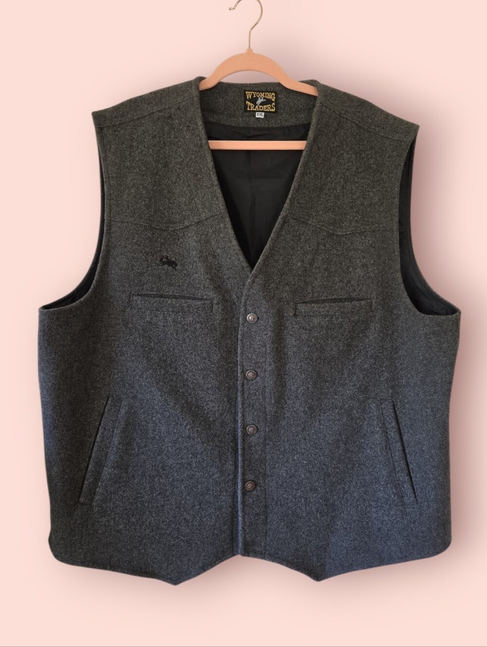 NEW Wyoming Traders Gray Wool Button Down Vest Men's XXL